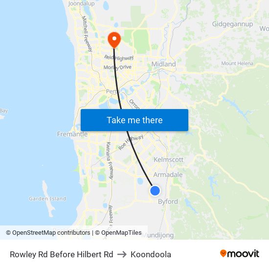 Rowley Rd Before Hilbert Rd to Koondoola map