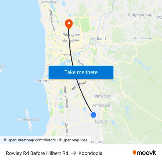 Rowley Rd Before Hilbert Rd to Koondoola map