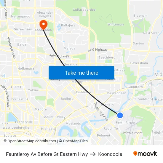 Fauntleroy Av Before Gt Eastern Hwy to Koondoola map