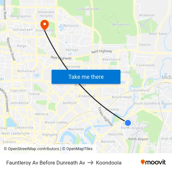 Fauntleroy Av Before Dunreath Av to Koondoola map