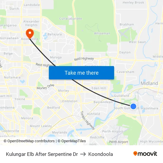 Kulungar Elb After Serpentine Dr to Koondoola map