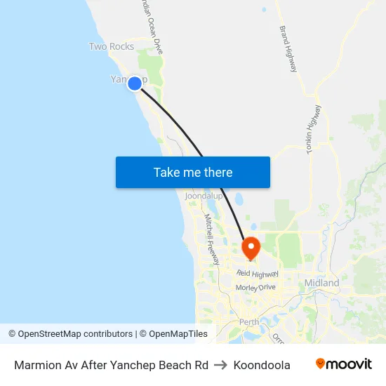 Marmion Av After Yanchep Beach Rd to Koondoola map