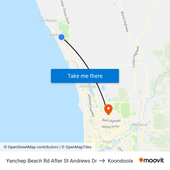 Yanchep Beach Rd After St Andrews Dr to Koondoola map