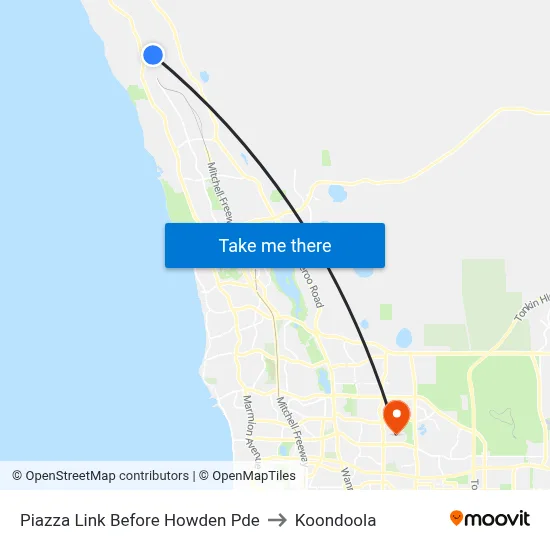 Piazza Link Before Howden Pde to Koondoola map