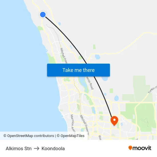 Alkimos Stn to Koondoola map