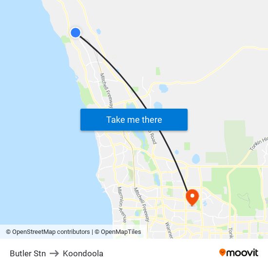 Butler Stn to Koondoola map