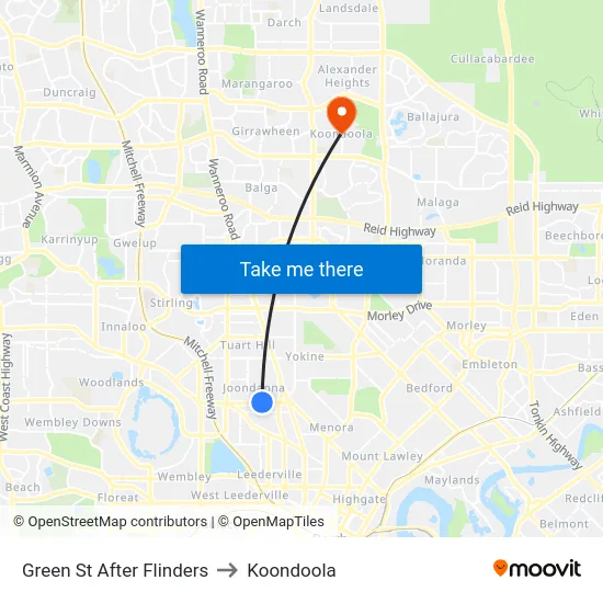 Green St After Flinders to Koondoola map