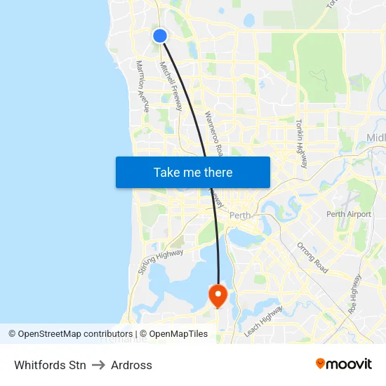 Whitfords Stn to Ardross map