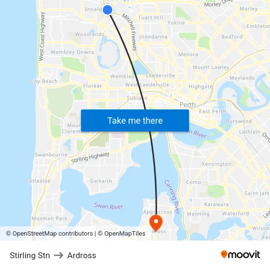 Stirling Stn to Ardross map
