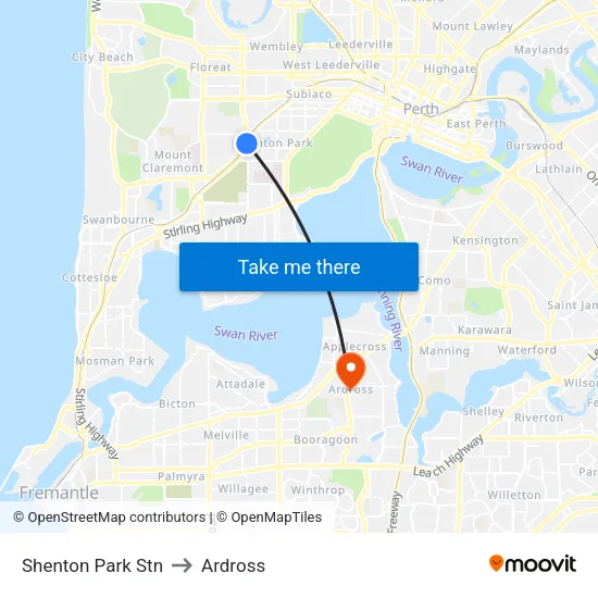 Shenton Park Stn to Ardross map