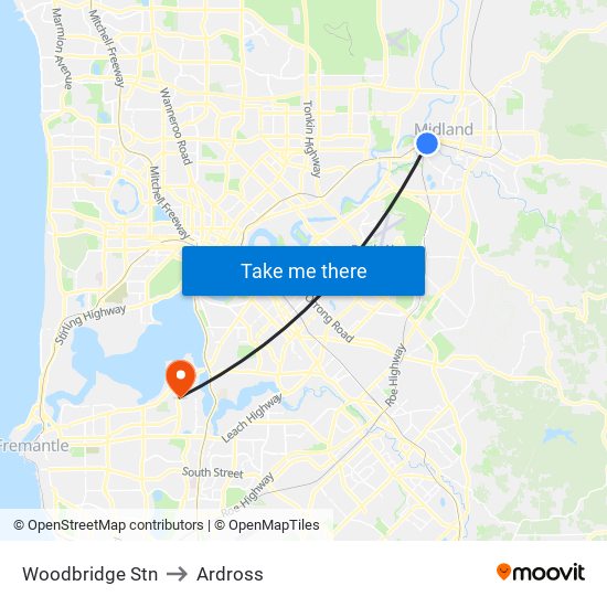 Woodbridge Stn to Ardross map