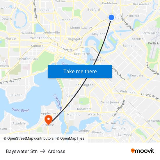 Bayswater Stn to Ardross map