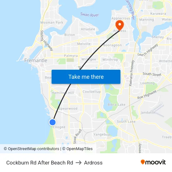 Cockburn Rd After Beach Rd to Ardross map