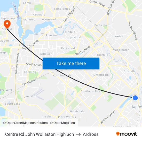 Centre Rd John Wollaston High Sch to Ardross map