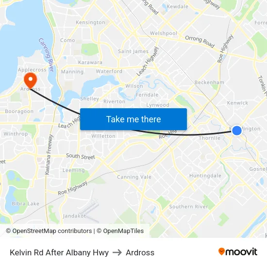 Kelvin Rd Stand 2 to Ardross map