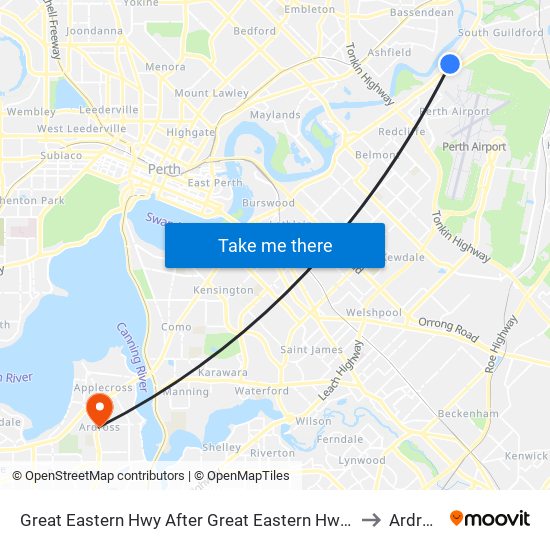 Great Eastern Hwy After Great Eastern Hwy Bypass to Ardross map