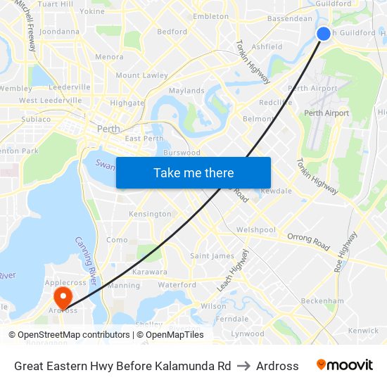 Great Eastern Hwy Before Kalamunda Rd to Ardross map