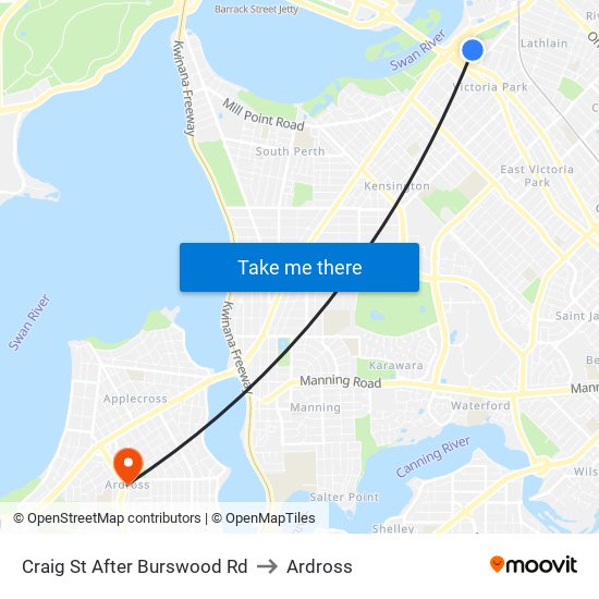 Craig St After Burswood Rd to Ardross map
