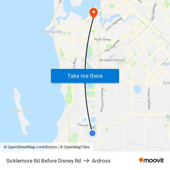 Sicklemore Rd Before Disney Rd to Ardross map