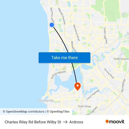 Charles Riley Rd Before Wilby St to Ardross map