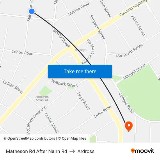 Matheson Rd After Nairn Rd to Ardross map