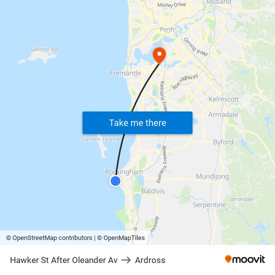 Hawker St After Oleander Av to Ardross map