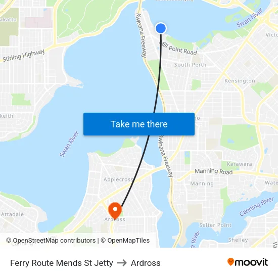 Ferry Route Mends St Jetty to Ardross map