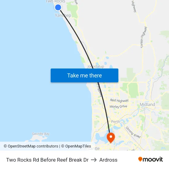 Two Rocks Rd Before Reef Break Dr to Ardross map