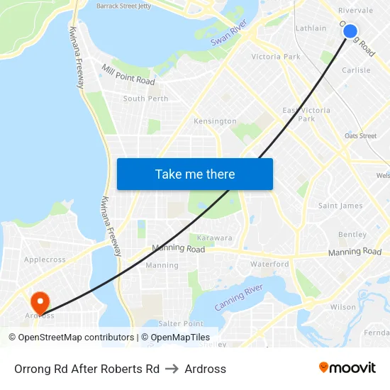 Orrong Rd After Roberts Rd to Ardross map