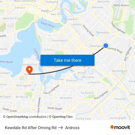 Kewdale Rd After Orrong Rd to Ardross map