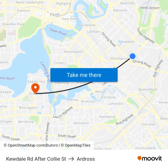 Kewdale Rd After Collie St to Ardross map