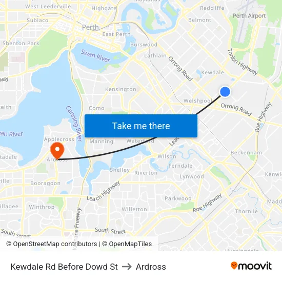 Kewdale Rd Before Dowd St to Ardross map