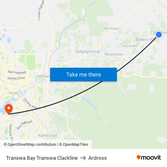 Transwa Bay Transwa Clackline to Ardross map