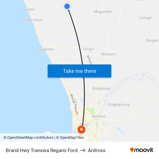 Brand Hwy Transwa Regans Ford to Ardross map