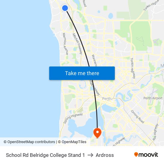 School Rd Belridge College Stand 1 to Ardross map