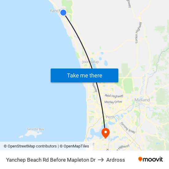 Yanchep Beach Rd Before Mapleton Dr to Ardross map