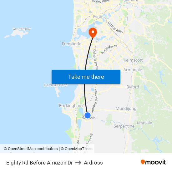 Eighty Rd Before Amazon Dr to Ardross map