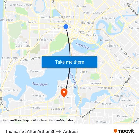 Thomas St After Arthur St to Ardross map