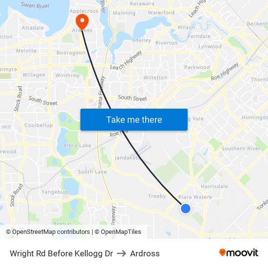 Wright Rd Before Kellogg Dr to Ardross map