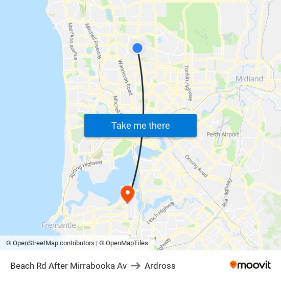 Beach Rd After Mirrabooka Av to Ardross map