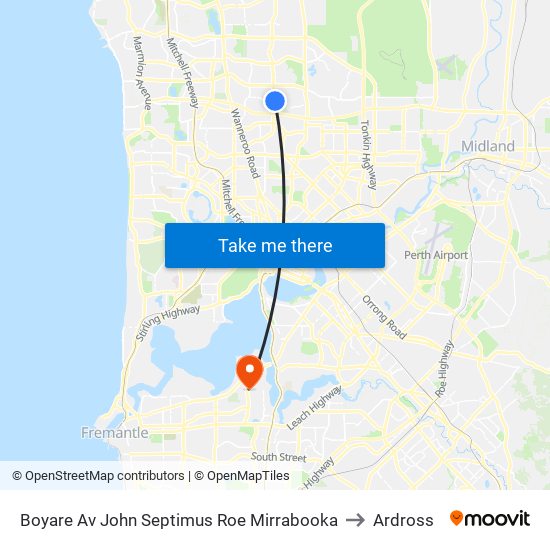 Boyare Av John Septimus Roe Mirrabooka to Ardross map