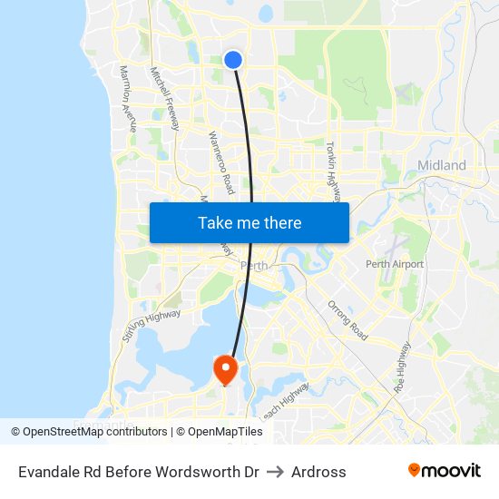 Evandale Rd Before Wordsworth Dr to Ardross map