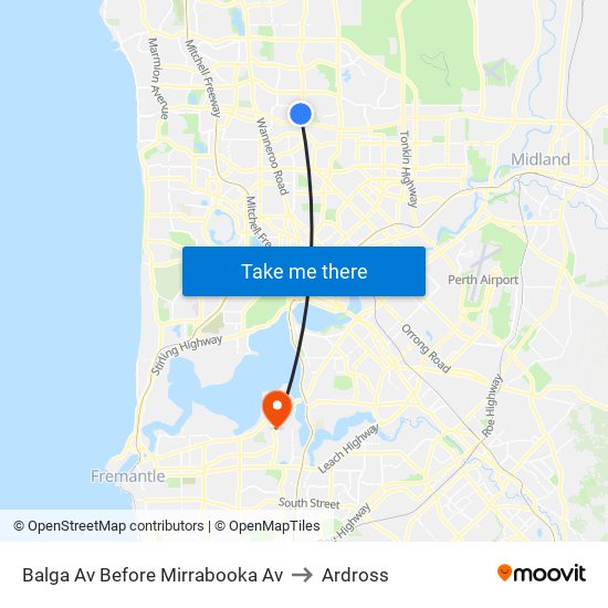 Balga Av Before Mirrabooka Av to Ardross map