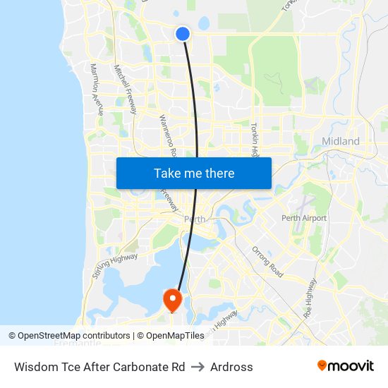 Wisdom Tce After Carbonate Rd to Ardross map