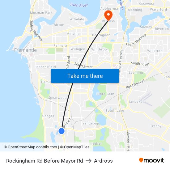 Rockingham Rd Before Mayor Rd to Ardross map