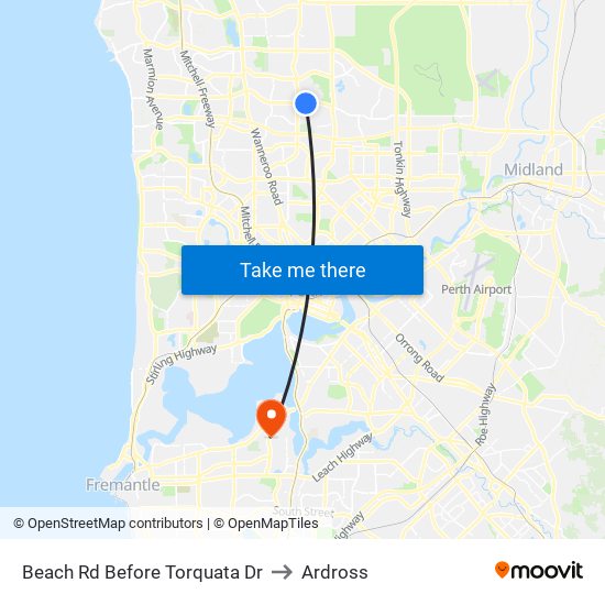 Beach Rd Before Torquata Dr to Ardross map