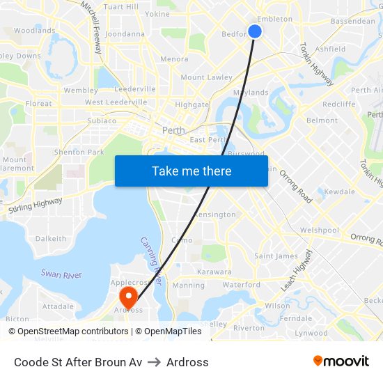 Coode St After Broun Av to Ardross map