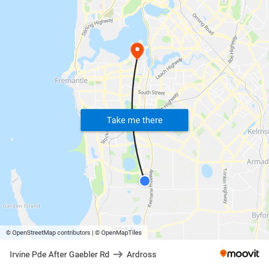 Irvine Pde After Gaebler Rd to Ardross map