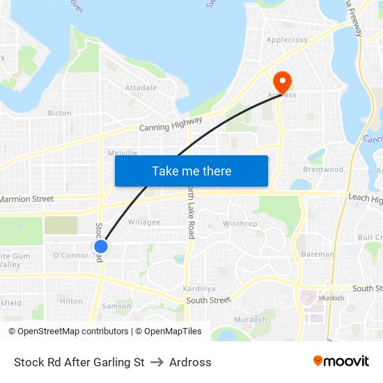 Stock Rd After Garling St to Ardross map