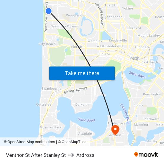 Ventnor St After Stanley St to Ardross map